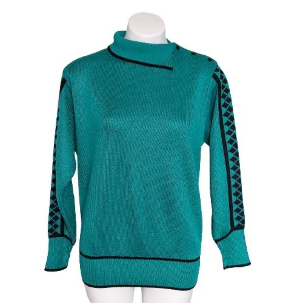 1980s Vintage ILGWU Union made Vivanti Envelope Neck Sweater